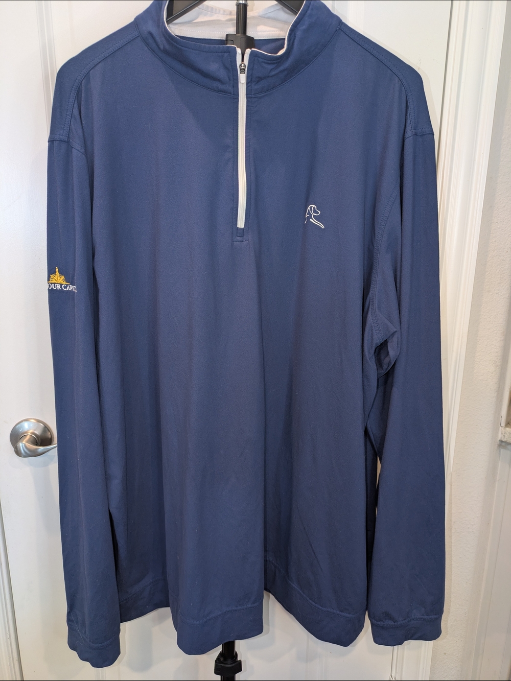 Rhoback Performance Q-Zip Pullover Mens XXL Navy Golf Harbour Capital Logo